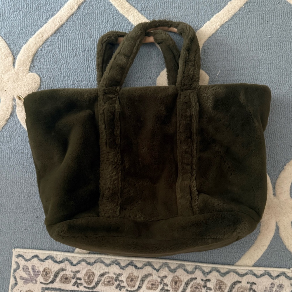 Stone Clover Lane Dark Green Fur Tote